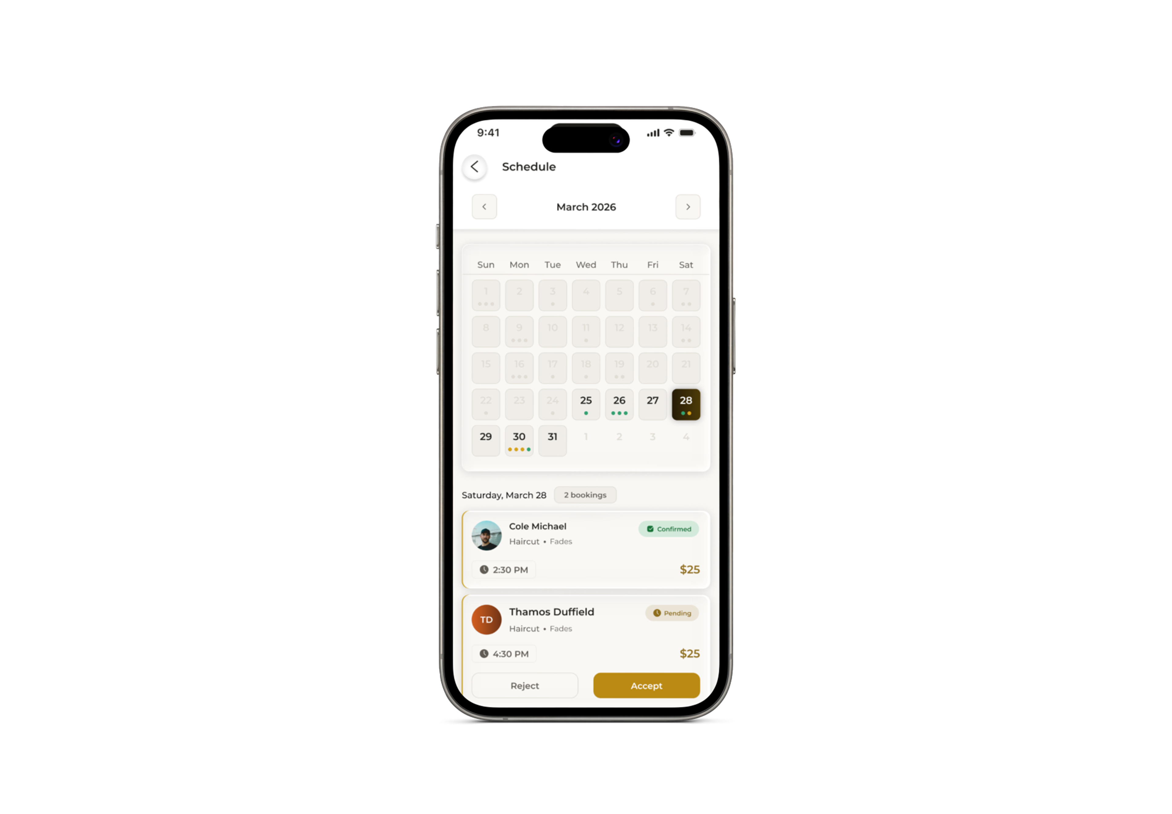 Manage appointments